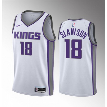Men's Sacramento Kings #18 Jalen Slawson White 2023 Draft Association Edition Stitched Jersey