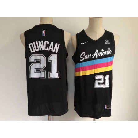 Men's San Antonio Spurs #21 Tim Duncan 2020 Black City Edition Stitched Jersey