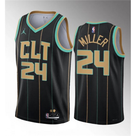 Men's Charlotte Hornets #24 Brandon Miller Black 2022/23 Draft City Edition Stitched Basketball Jersey