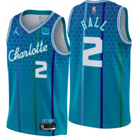 Men's Charlotte Hornets #2 LaMelo Ball Blue 2021/2012 City Edition Stitched Jersey