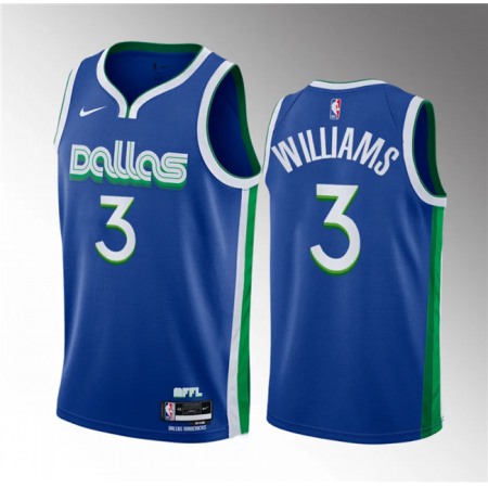 Men's Dallas Mavericks #3 Grant Williams Blue City Edition Stitched Basketball Jersey
