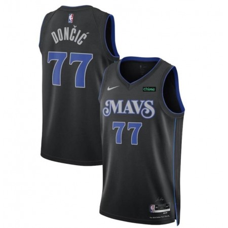 Men's Dallas Mavericks #77 Luka Doncic Black 2023/24 City Edition Stitched Basketball Jersey