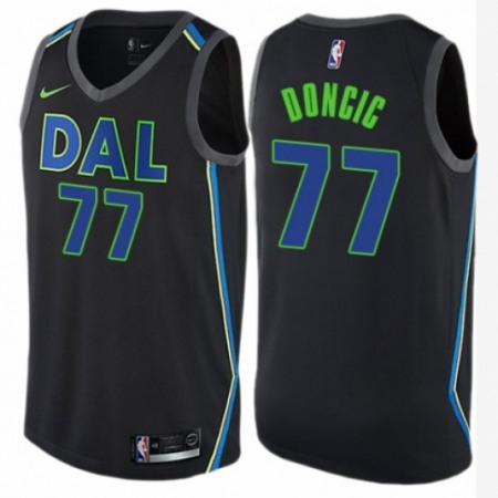 Men's Dallas Mavericks #77 Luka Doncic Black City Edition Stitched Jersey
