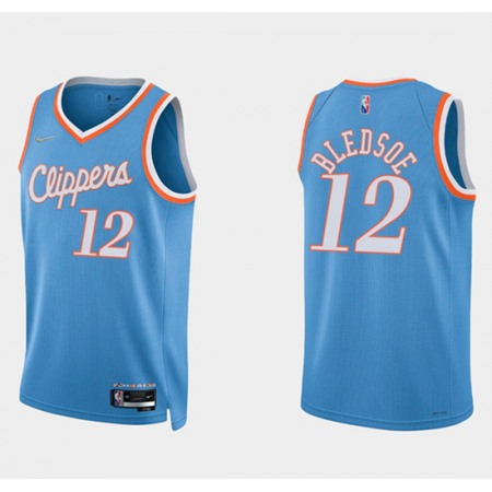 Men's Los Angeles Clippers #12 Eric Bledsoe 2021/22 Blue 75th Anniversary City Edition Stitched Basketball Jersey