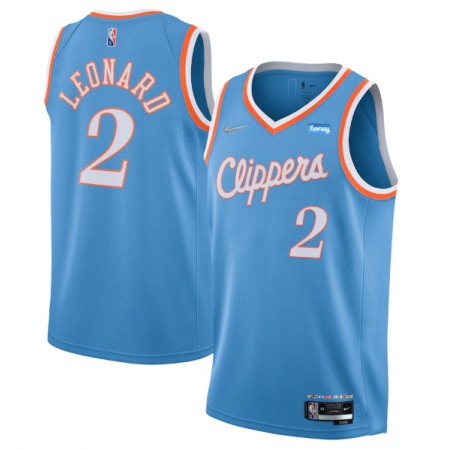 Men's Los Angeles Clippers #2 Kawhi Leonard 2021/22 City Edition Light Blue 75th Anniversary Stitched Basketball Jersey
