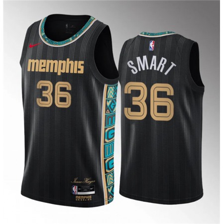 Men's Memphis Grizzlies #36 Marcus Smart Black 2020/21 City Edition Stitched Basketball Jersey