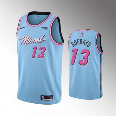 Men's Miami Heat #13 Bam Adebayo Blue City Edition Swingman Stitched Jersey