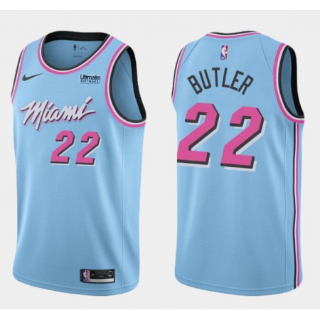 Men's Miami Heat #22 Jimmy Butler Blue City Edition Swingman Stitched Jersey