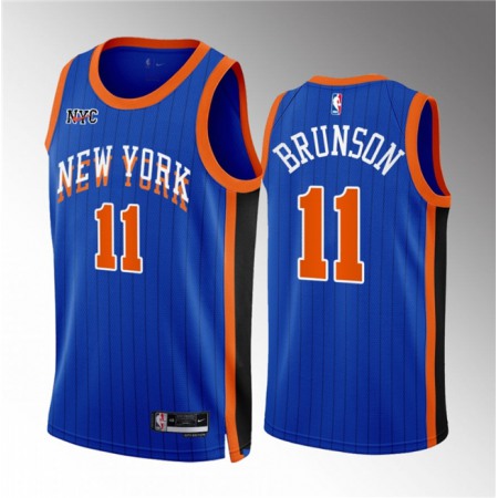 Men's New Yok Knicks #11 Jalen Brunson Blue 2023/24 City Edition Stitched Basketball Jersey