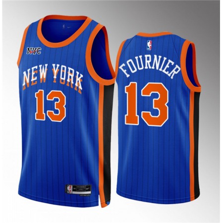 Men's New Yok Knicks #13 Evan Fournier Blue 2023/24 City Edition Stitched Basketball Jersey