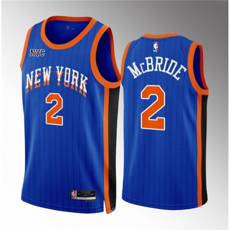Men's New Yok Knicks #2 Miles McBride Blue 2023/24 City Edition Stitched Basketball Jersey