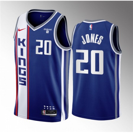 Men's Sacramento Kings #20 Colby Jones Blue 2023/24 City Edition Stitched Basketball Jersey