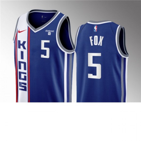 Men's Sacramento Kings #5 De'Aaron Fox Blue 2023/24 City Edition Stitched Basketball Jersey