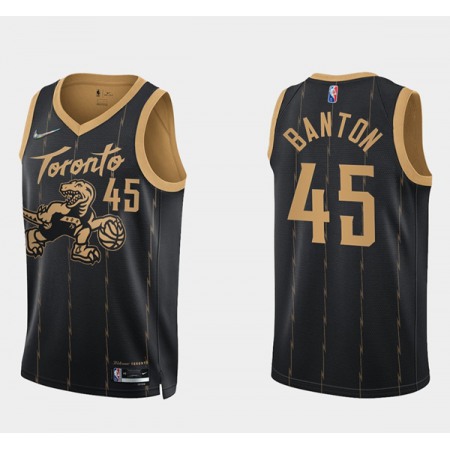 Men's Toronto Raptors #45 Dalano Banton 2021/22 City Edition Black 75th Anniversary Swingman Stitched Basketball Jersey