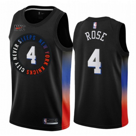New Yok Knicks #4 Derrick Rose 2020 Black City Edition Stitched Swingman Jersey