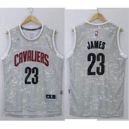 Cavaliers #23 LeBron James Grey City Light Stitched NBA Jersey