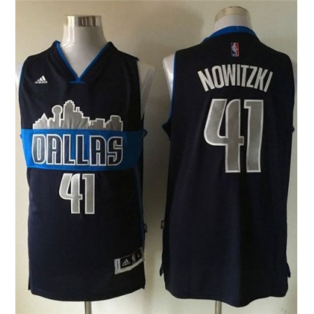 Mavericks #41 Dirk Nowitzki Navy Blue The City Stitched NBA Jersey