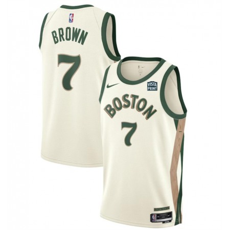 Men's Boston Celtics #7 Jaylen Brown Cream 2023-24 City Edition Stitched Basketball Jersey