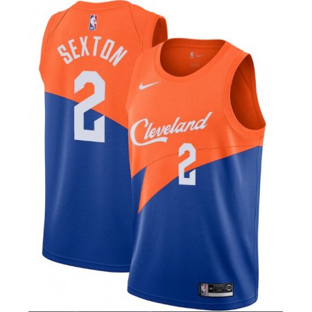 Men's Cleveland Cavaliers #2 Collin Sexton Orange &Blue City Edition Stitched NBA Jersey
