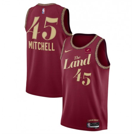 Men's Cleveland Cavaliers #45 Donovan Mitchell Wine 2023/24 City Edition Stitched Jersey
