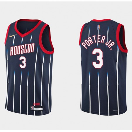 Men's Houston Rockets #3 Kevin Porter Jr. 2021/22 City Edition 75th Anniversary Navy Stitched Basketball Jersey