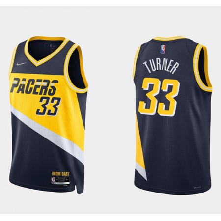 Men's Indiana Pacers #33 Myles Turner 2021/22 Navy City Edition 75th Anniversary Stitched Basketball Jersey