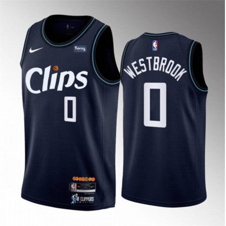 Men's Los Angeles Clippers #0 Russell Westbrook Navy 2023-24 City Edition Stitched Jersey