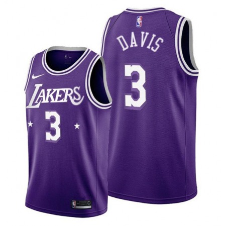 Men's Los Angeles Lakers #3 Anthony Davis 2021/22 City Edition Purple Stitched Jersey