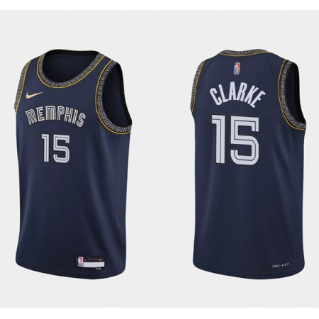 Men's Memphis Grizzlies #15 Brandon Clarke 2021/22 City Edition Navy 75th Anniversary Stitched Jersey