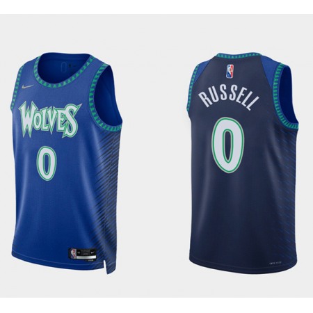 Men's Minnesota Timberwolves #0 D'angelo Russell 2021/22 City Edition Royal 75th Anniversary Stitched Jersey