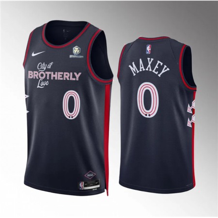 Men's Philadelphia 76ers #0 Tyrese Maxey Navy 2023/24 City Edition Stitched Jersey