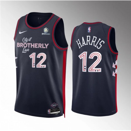 Men's Philadelphia 76ers #12 Tobias Harris Navy 2023/24 City Edition Stitched Jersey