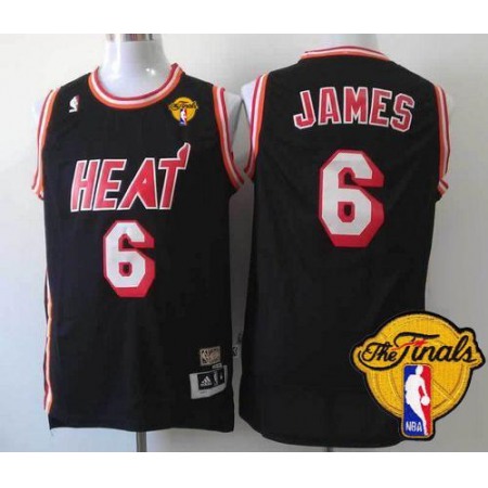 Heat #6 LeBron James Black Hardwood Classics Nights Finals Patch Stitched NBA Jersey