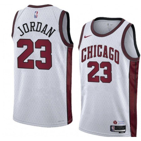 Men's Chicago Bulls #23 Michael Jordan White 2022/23 City Edition Stitched Basketball Jersey