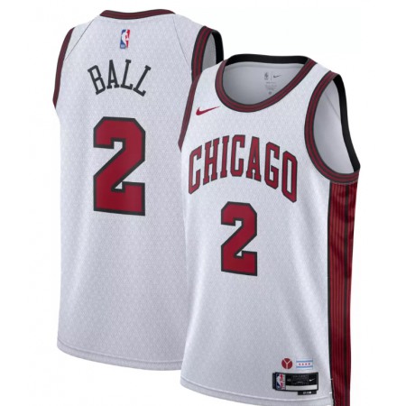 Men's Chicago Bulls #2 Lonzo Ball White 2022/23 City Edition Stitched Basketball Jersey