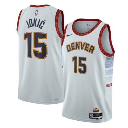 Men's Denver Nuggets #15 Nikola Jokic Silver 2022/23 City Edition Stitched Jersey