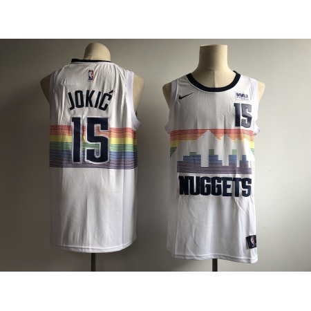 Men's Denver Nuggets #15 Nikola Jokic White 2018/19 City Edition Swingman Stitched NBA Jersey