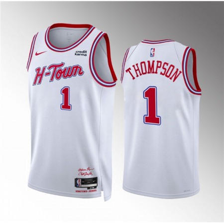 Men's Houston Rockets #1 Amen Thompson White 2023/24 City Edition Stitched Jersey
