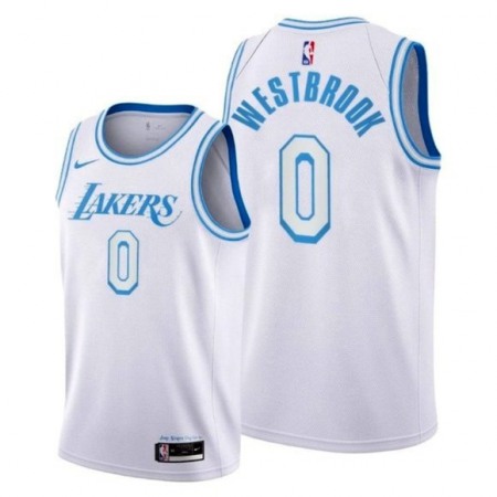 Men's Los Angeles Lakers #0 Russell Westbrook White City Edition Stitched Basketball Jersey