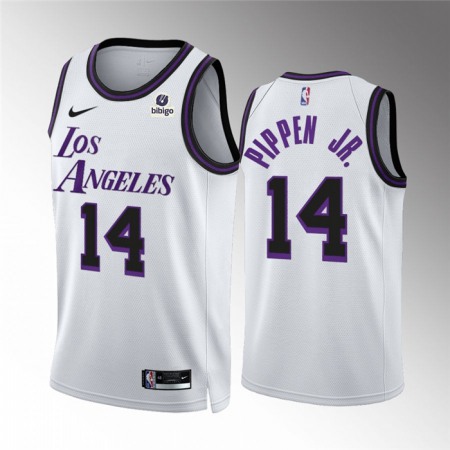 Men's Los Angeles Lakers #14 Scottie Pippen Jr. White City Edition Stitched Basketball Jersey