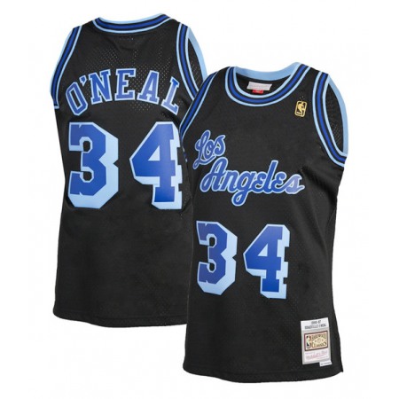Men's Los Angeles Lakers #34 Shaquille O'Neal 1996-97 Black Mitchell & Ness Hardwood Classics Swingman Stitched Jersey