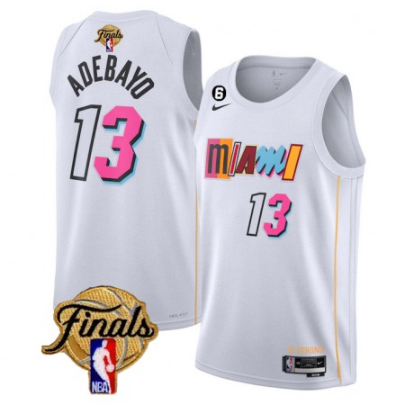 Men's Miami Heat #13 Bam Adebayo White 2023 Finals City Edition With NO.6 Patch Stitched Basketball Jersey