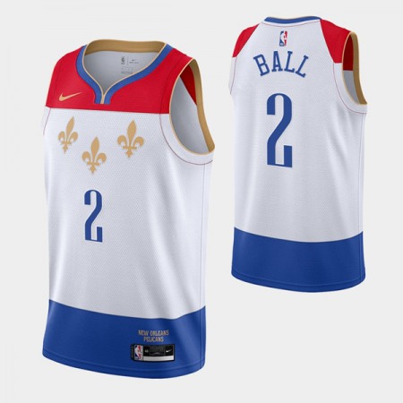 Men's New Orleans Pelicans #2 Lonzo Ball 2020 White City Edition Stitched Jersey