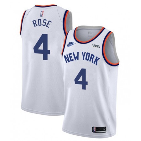 Men's New Yok Knicks #4 Derrick Rose 2021/2022 White City Edition Stitched Jersey