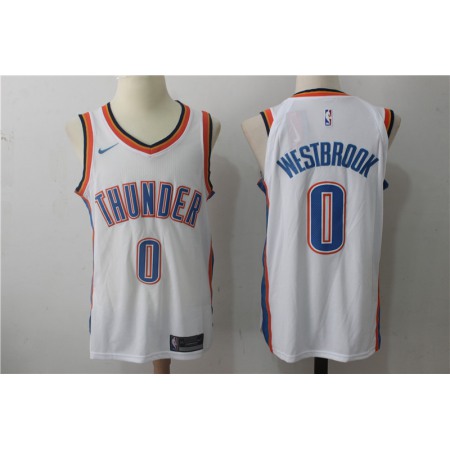 Men's Nike Oklahoma City Thunder #0 Russell Westbrook White Stitched NBA Jersey