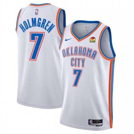 Men's Oklahoma City Thunder #7 Chet Holmgren White Association Edition Stitched Basketball Jersey