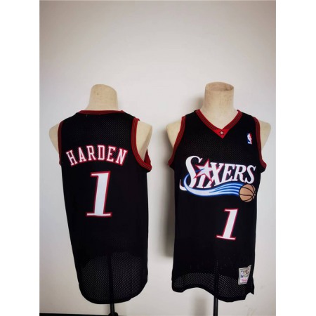 Men's Philadelphia 76ers #1 James Harden Mitchell & Ness Black Classics Stitched Basketball Jersey