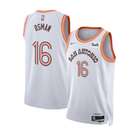 Men's San Antonio Spurs #16 Cedi Osman White 2023/24 City Edition Stitched Basketball Jersey