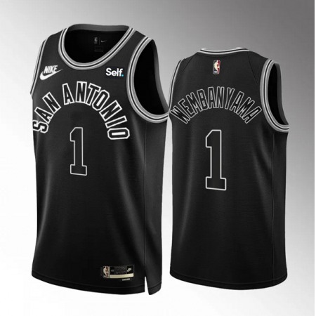 Men's San Antonio Spurs #1 Victor Wembanyama Black 2022/23 Classic Edition Stitched Basketball Jersey
