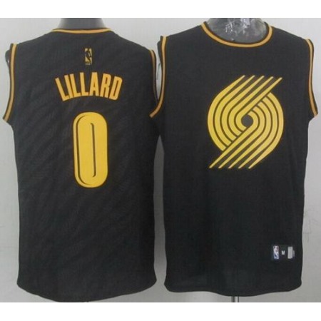 Blazers #0 Damian Lillard Black Precious Metals Fashion Stitched NBA Jersey